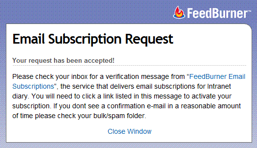 Feedburner success page