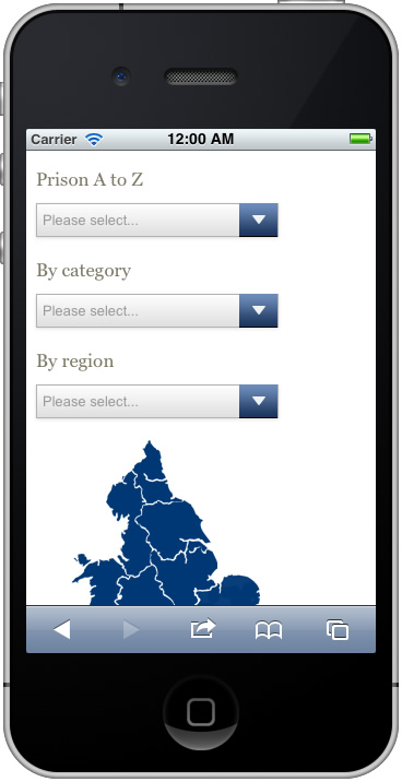 Mobile-optimised prison finder