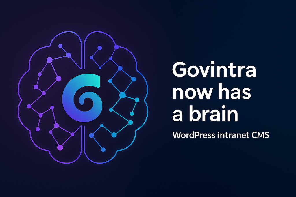 GovIntra AI branding with neural network brain motif.